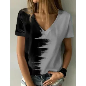 T Shirt For Women Art Gradient Style Short Sleeve Harajuku Clothing Oversized Fashion Streetwear Basic Tops Female Casual Blouse